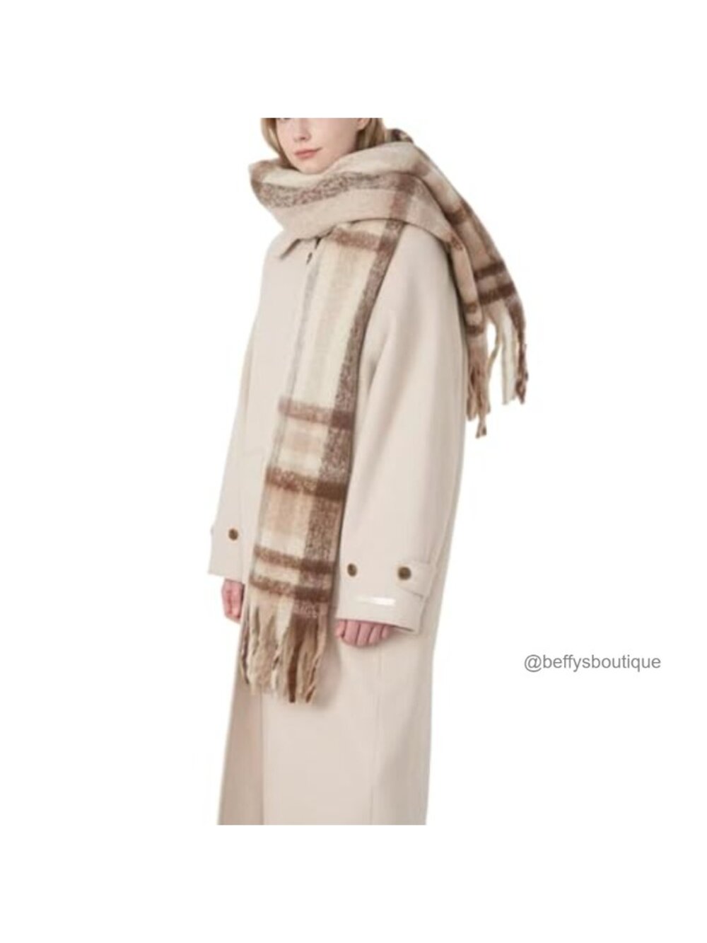 Oversized Chunky Color Block Tassel Scarf Long Shawl Winter Warm Wrap